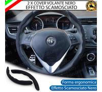 2 X COVER SPORTIVE VOLANTE EFFETTO CAMOSCIO COLORE NERO PER KIA RIO 4