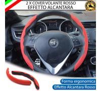 2 X COVER VOLANTE EFFETTO CAMOSCIO COLORE ROSSO PER ALFA JUNIOR