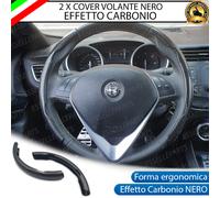 2 X COVER VOLANTE EFFETTO CARBONIO COLORE NERO PER FIAT PUNTO EVO