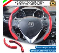 2 X COVER VOLANTE EFFETTO CARBONIO COLORE ROSSO TOYOTA AVENSIS T27 RESTYLING