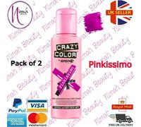 2 X Crazy Color Semi Permanente Tinta Capelli Pinkissimo - 100ml (Confezione 2)