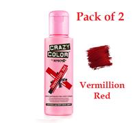 2 X Crazy Color Semi Permanente Tinta Capelli Vermillion Rosso - 100ml (Set Di