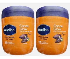 2 X Crema Corporale Vaseline Intensive Care Cocoa Glow 400ml VENDITORE UK