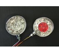 2 X Cromo LED Specchio Anteriore/Posteriore Luci per Chopper Moto Atv Bianco /