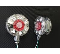 # 2 X Cromo Rosso/Bianco LED Laterali Specchio Luci per Camion Bus Van 12V