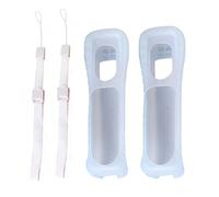 2 x Custodia in silicone bianco con cinturino da polso di ricambio per telecomando Wii