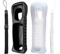 2 x Custodia in silicone con cinturino da polso per telecomando Nintendo Wii (nero+bianco)