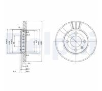 Dischi freno DELPHI BG2982, anteriore, ventilato, 2 Pezzo