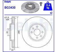 2 x DELPHI BG3430 Disco freno per DACIA,RENAULT,TATA