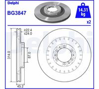 DELPHI BG3847 Disco freno