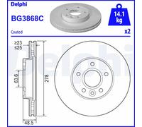 2 x DELPHI BG3868C Disco freno per FORD,FORD (CHANGAN),VOLVO,VOLVO (CHANGAN)