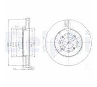 2x Disco freno ventilato BG4148C DELPHI per HONDA JAZZ II