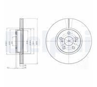 2x Disco freno ventilato BG4277 DELPHI per TOYOTA SUBARU