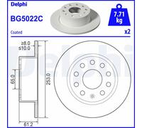 Delphi Dischi freno BG5022C posteriore pieni 2 pezzi per SKODA OCTAVIA III
