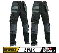 2 X Dewalt Pantaloni Elasticizzati Doppia Fondina Ginocchio Pad Tasca Lavoro