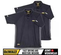 2 X Dewalt Polo Nero ad Asciugatura Rapida Uomo 2 Bottoni Trade pro Work T-Shirt