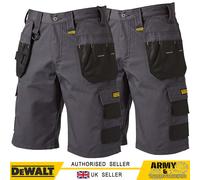 2 X DeWalt Uomo Grigio Antistrappo Cargo Fondina Tasca Lavoro Shorts Doppio