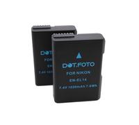 2 x Dot.Foto EN-EL14, EN-EL14a Premium 7.4v / 1030mAh Batteria Ricaricabile per Nikon DF D3100 D3200 D3300 D3400 D3500 D5100 D5200 D5300 D5500 D5600 Coolpix P7000 P7100 P7700 P7800