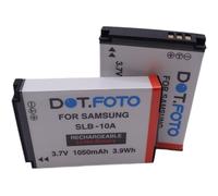 2 x Dot.Foto SLB-10A Premium 3.7v / 1050mAh Batteria Ricaricabile per Samsung EX2F, ES55, ES60, WB200F,WB250F, WB280F, WB350F, WB500, WB550, WB700, WB750, WB800F, WB1100F, NV9, L100, L110, M310W