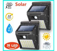 2 X FARETTO FARO LUCE DA ESTERNO 20 LED CON PANNELLO SOLARE SENSORE DI MOVIMENTO [EEK: A+]