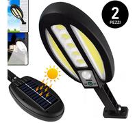 2 x Faro Lampione Stradale Pannello Solare Crepuscolare 95 Luci LED da Giardino