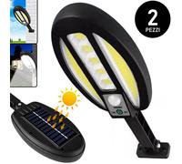 2 x Faro Lampione Stradale Pannello Solare Crepuscolare 95 Luci LED da Giardino