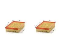 2 x Filtroo aria MANN-FILTER per JAGUAR S-TYPE II, XF I, XF SPORTBRAKE I