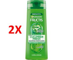 2 X Fructis Shampoo Purificante Cucumber Fresh - Per Capelli Grassi Con Etratto