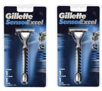 2 x Gillette Sensor Excel manico rasoio uomo doppia lama SPEDIZIONE GRATUITA