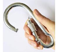 2 x Grande Moschettone con Gancio a Scatto e Blocco a Vite, 13mm x 160mm di Lunghezza, Portata di Lavoro: 600kg, per Attività Sportive e Lavori Pesanti