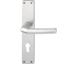 2 X Hoppe Maniglia Birmingham - su piastra lunga cilindro a profilo distanza 88 mm, per porte dello spessore di 30 - 49 mm, argento anodizzato, confezione doppia, Ö della Norma