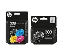 2 x HP 308 Schwarz & 1 x 308 Farb-Tintenpatrone für HP Envy 6122e 6532e 6520e 6132e 6530e 6120e 6110e 6558e 6110e 6130e All-in-One-Drucker