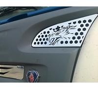 2 x in acciaio INOX lucidato a specchio decorazioni per Scania R 2004 - 2009 Trucks superiore cover Garmish OEM 1466031