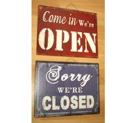 2 X Insegna Negozio Targa di Latta " Come IN We'Re Open " & " Sorry We ' ' Dx