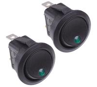 2 x Interruttore A Bilanciere Rotondo LED Verde 12V SPST Auto