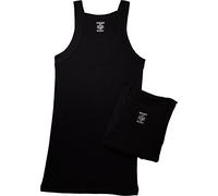 2(X) Ist Mens Essential Cotton Square Cut Tank 2-Pack Base Layer Top, Deep Black, Large US