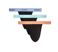 2(X) Ist Perizoma da Uomo Essential Cotton 3 Pack Y-Back, Nero-Aruba Blu/Blu Campana/Pesca Pie Cintura, X-Large