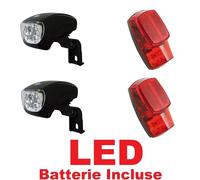 2 x Kit Fanale LED Anteriore + 2 x Fanale Posteriore LED Parafango Bicicletta