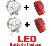 2 x Kit Fanale Luce Anteriore + 2 x Fanale Posteriore al parafango Bicicletta