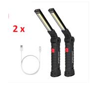 2 x LED COB Torcia Magnetica con Led in punta, USB, Camping, Officina, Lavoro OK
