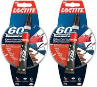 2 X Loctite Tutti Scopo 60 Secondi Super Colla Riposizionabili Extra Forte 20g