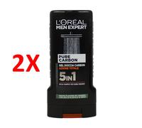 2 X L'oreal Men Expert Docciashampoo Gel Carbon Azione Totale 300 Ml