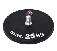 2 x Magnete al neodimio gommato con perno filettato Ø 66 mm - Filettatura M8 - Forza di attrazione 25 kg - 2 pezzi - Base magnetica con rivestimento in gomma e gambo filettato