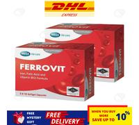 2 X Mega WeCare FERROVIT Ferro, Acido Folico e Vitamina B 12 Formula 50 Capsule