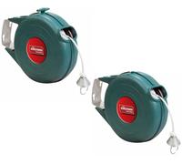 2 X Muro 12M Montato Estraibile Stendibiancheria In Plastica Nylon CL12M