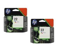 2 X Originale Inchiostro HP N.22 Deskjet D2460 F2180 F2280 F4180 Officejet 4315