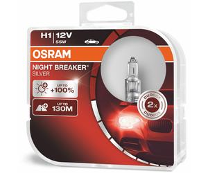 2 X OSRAM H1 448 12V 55W Notte Interruttore Argento +100% Auto Faro Lampadine