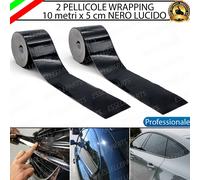 2 x PELLICOLA NERO LUCIDO PER LANCIA THEMA MK1 CROMATURE ESTERNE