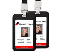 2 x Porta badge verticale con cordino da collo, targhetta per nome, tessere per studenti, biglietti da lavoro. Nero