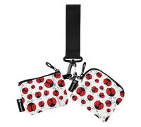 2 x portafogli per uomo e donna, mini portafoglio alla moda, scomparto portamonete con cerniera, scomparto portamonete per uomo e donna, confezione da 2, Caratteristico insetto coccinelle modello